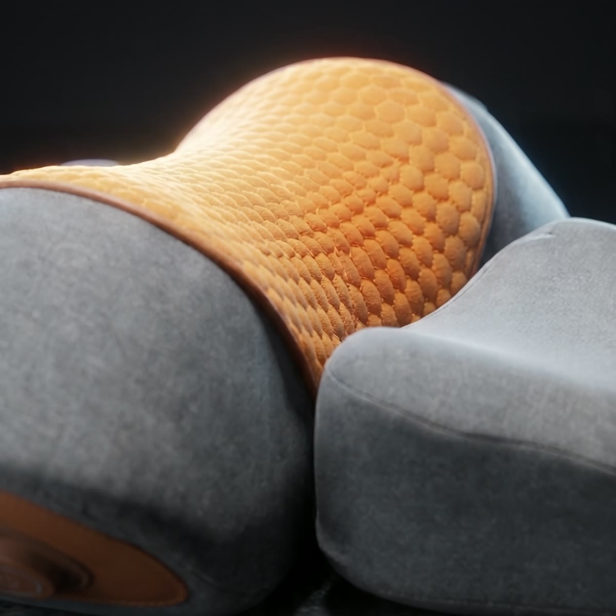 Almohada cervical eléctrica con arco de panal iluminado, vista de detalle