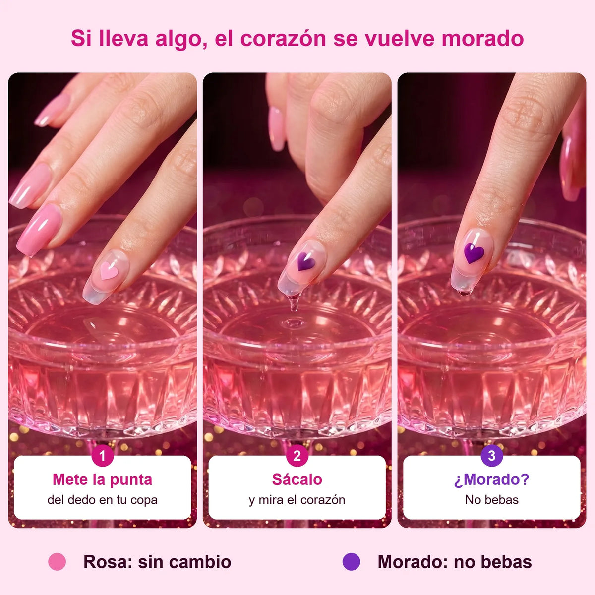 Pegatinas de uñas que cambian de color en la bebida · 10 pegatinas